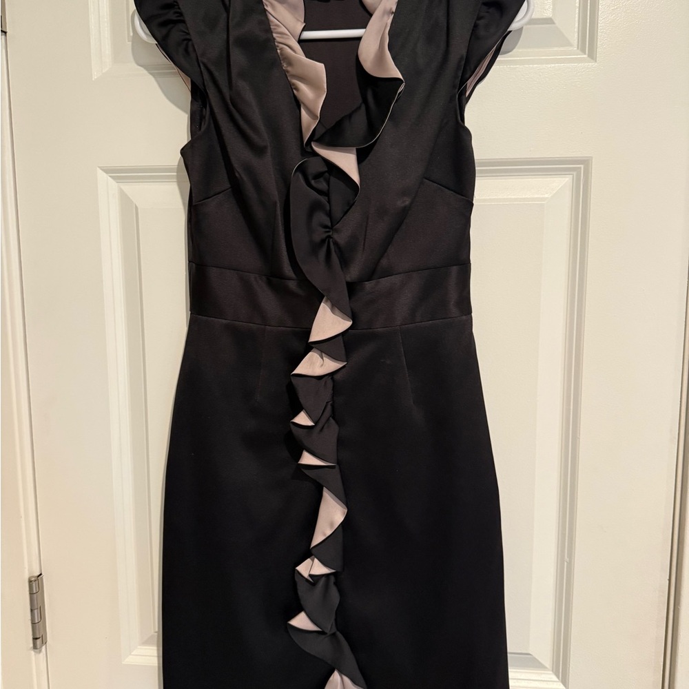 Max & Cleo Black and Taupe Ruffle Mini Dress